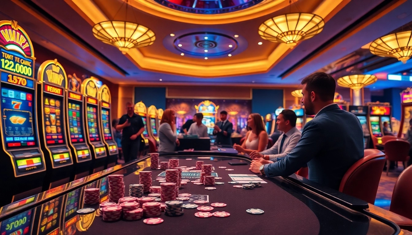 Play thrilling online slots with slot qris 10k featuring vibrant casino machines and chips.