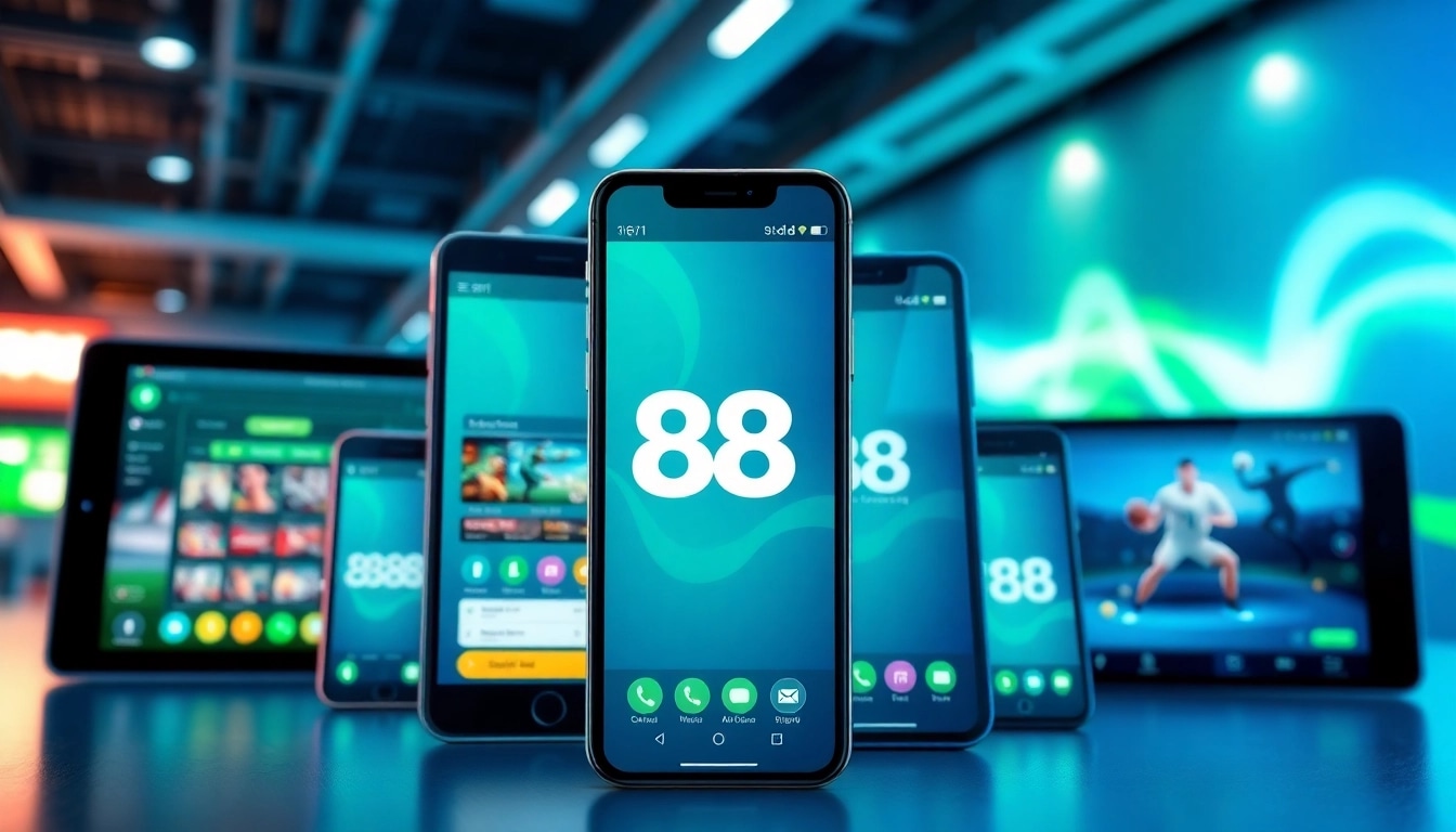 Tải app 88go on mobile devices with a vibrant digital interface showcasing games and features.
