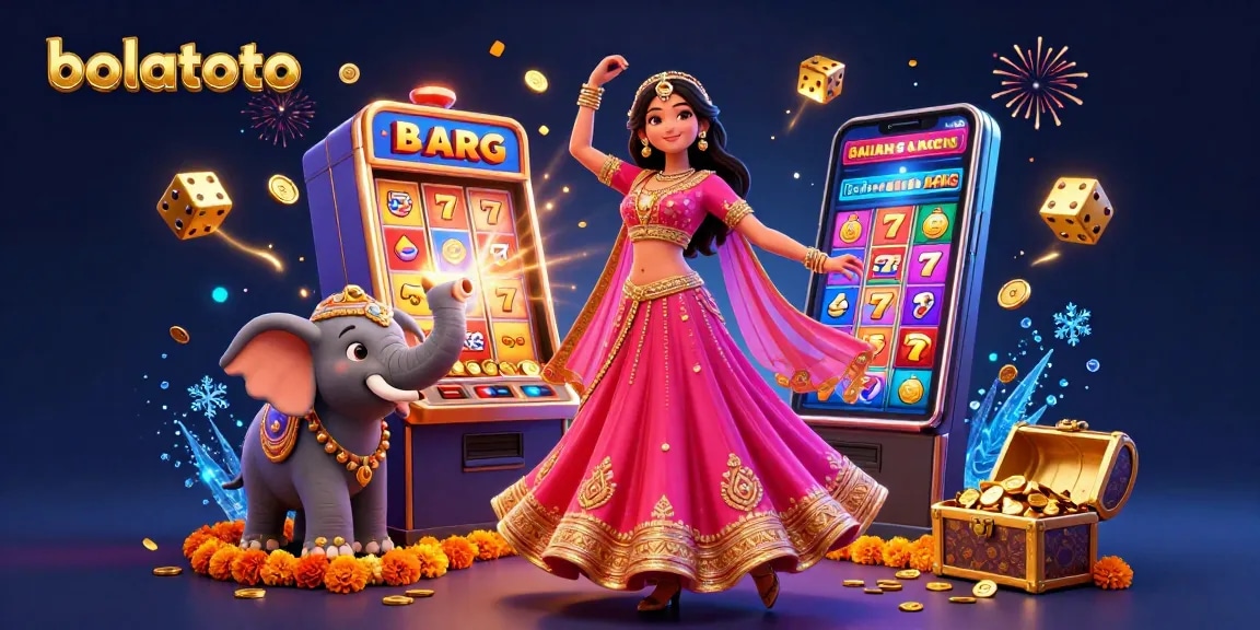 Experience bolatoto's vibrant casino scene with a stunning Bollywood dancer and jackpot explosion.