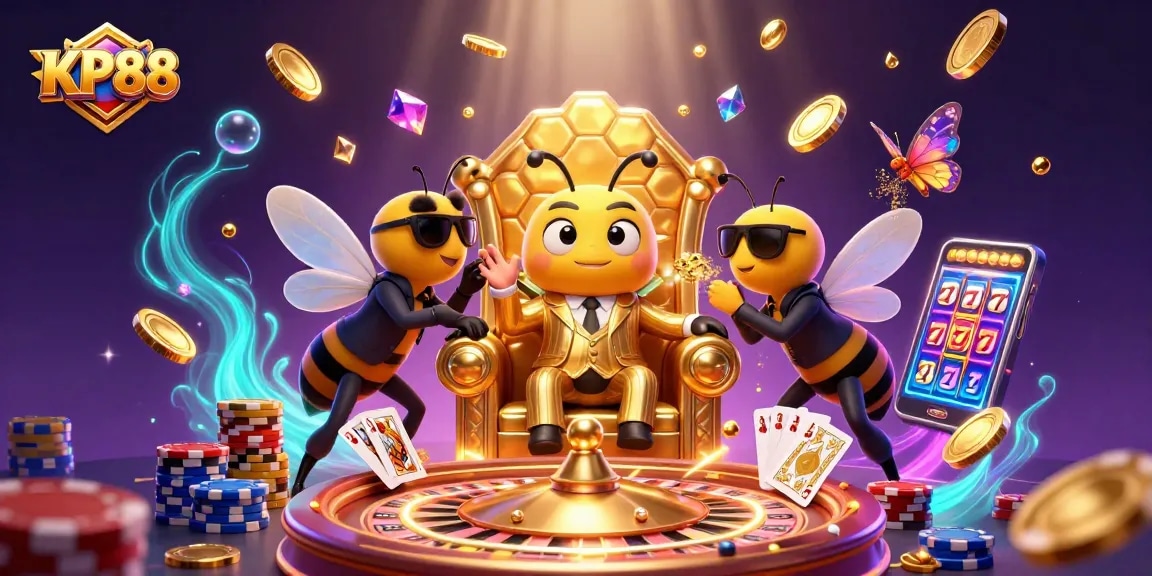 Experience the excitement of KP88 with dynamic games and vibrant rewards in this colorful scene.