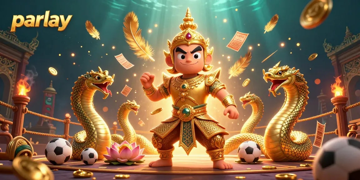 Engage in parlay betting with a vibrant 3D illustration featuring dynamic sports elements and colorful characters.