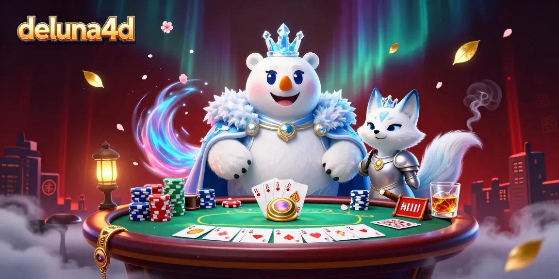 Experience thrilling poker action with deluna4d in a vibrant scene featuring royal characters and gambling elements.