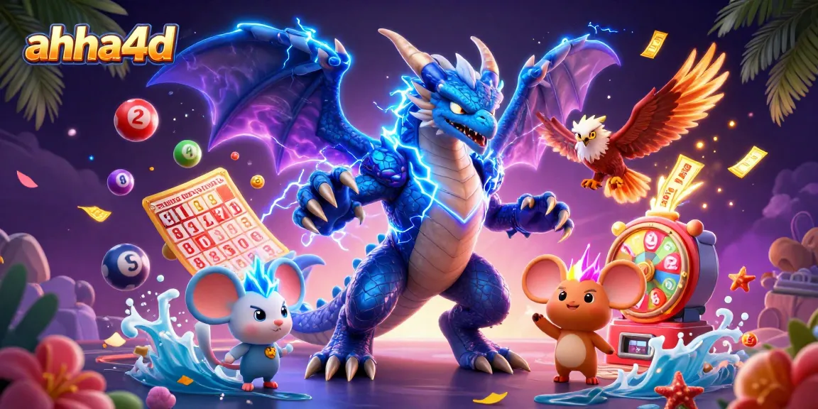 Engage with ahha4d's thrilling lottery experience showcased with dynamic colorful elements.