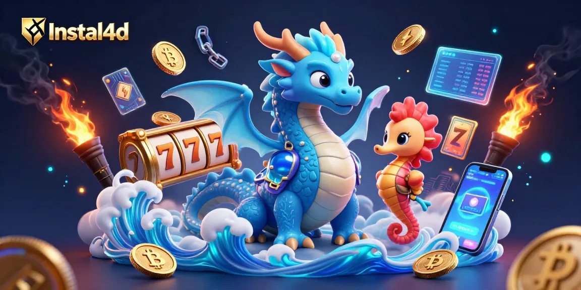 Win big with Instal4d's dynamic 3D casino illustration showcasing exciting slot game elements.