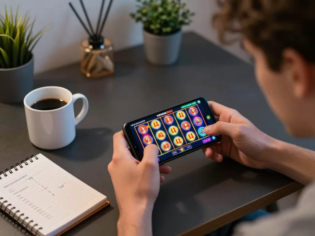 Player enjoying the VENOM889 app on smartphone while strategizing for better odds.
