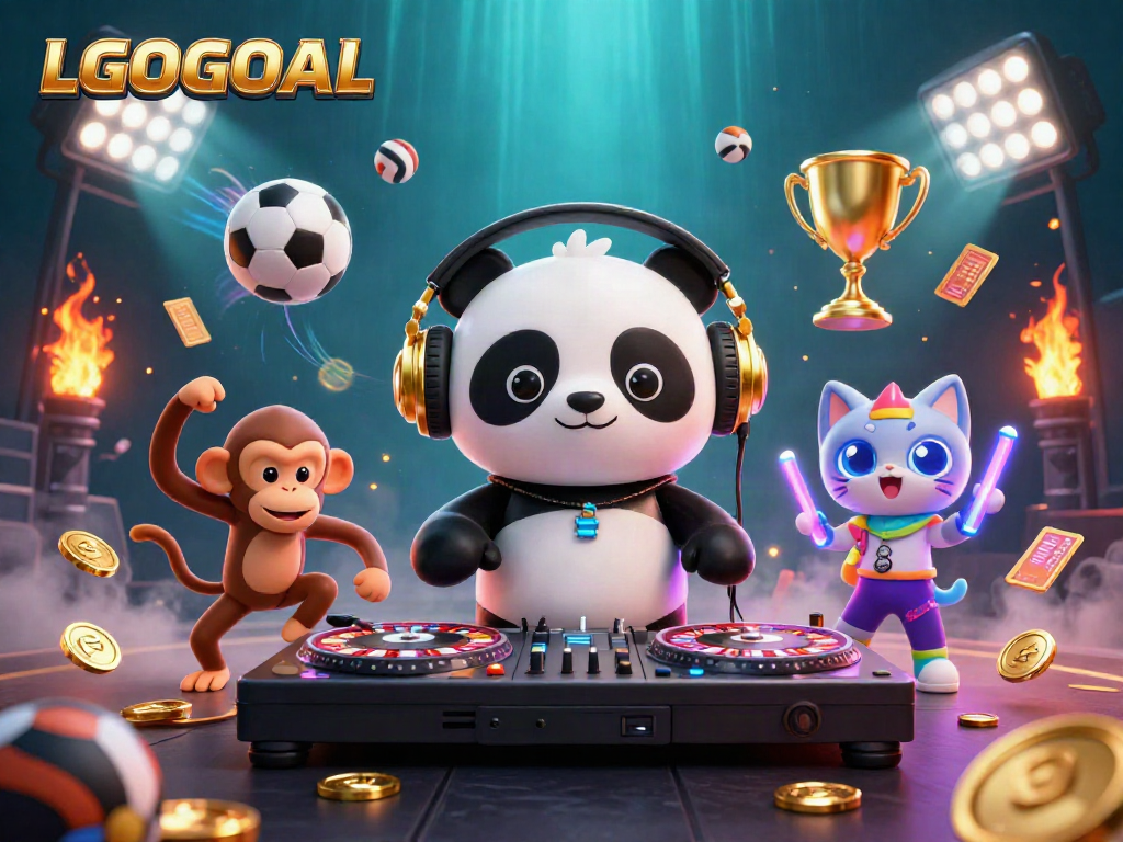 Engage with LGOGOAL's colorful casino scene featuring 3D characters and dynamic betting elements.