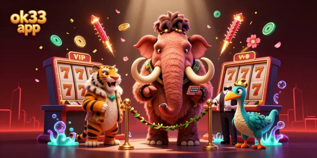 Experience thrilling gaming with the ok33 app featuring charismatic characters and vibrant casino elements.