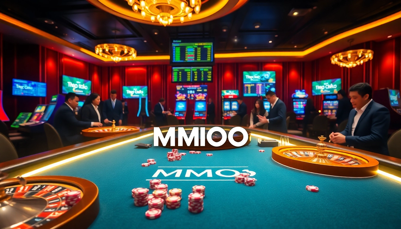 Experience thrilling gameplay at trang chủ MMOO with vibrant poker tables and lively casino elements.