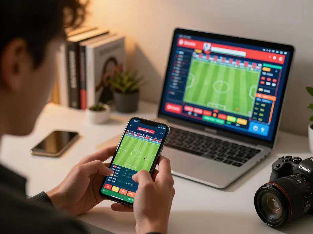 Experience LV88 sports betting excitement with live odds displayed on smartphone, capturing dynamic gaming moment
