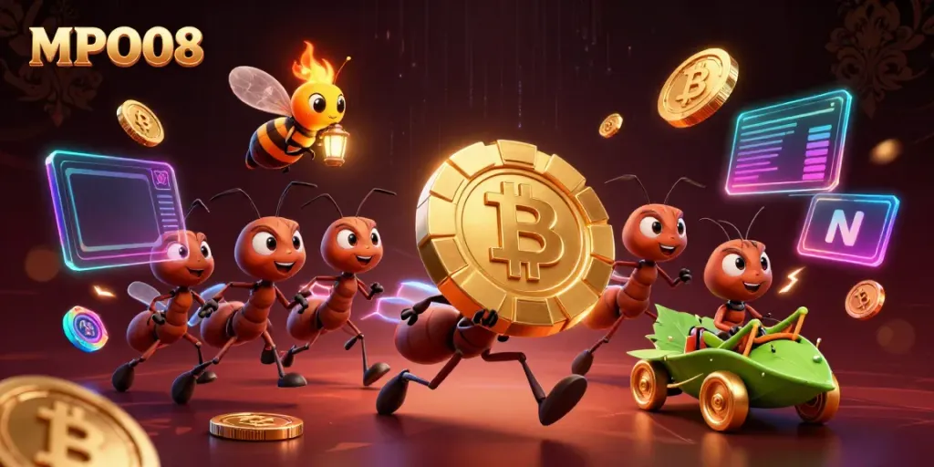 Engage with MPO08's thrilling golden poker heist by a team of clever ants.