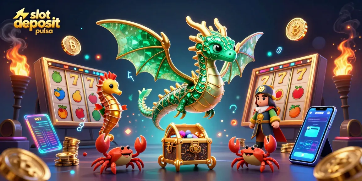 Experience exciting gameplay at slot deposit pulsa with vibrant slot reels and dynamic digital currency elements.