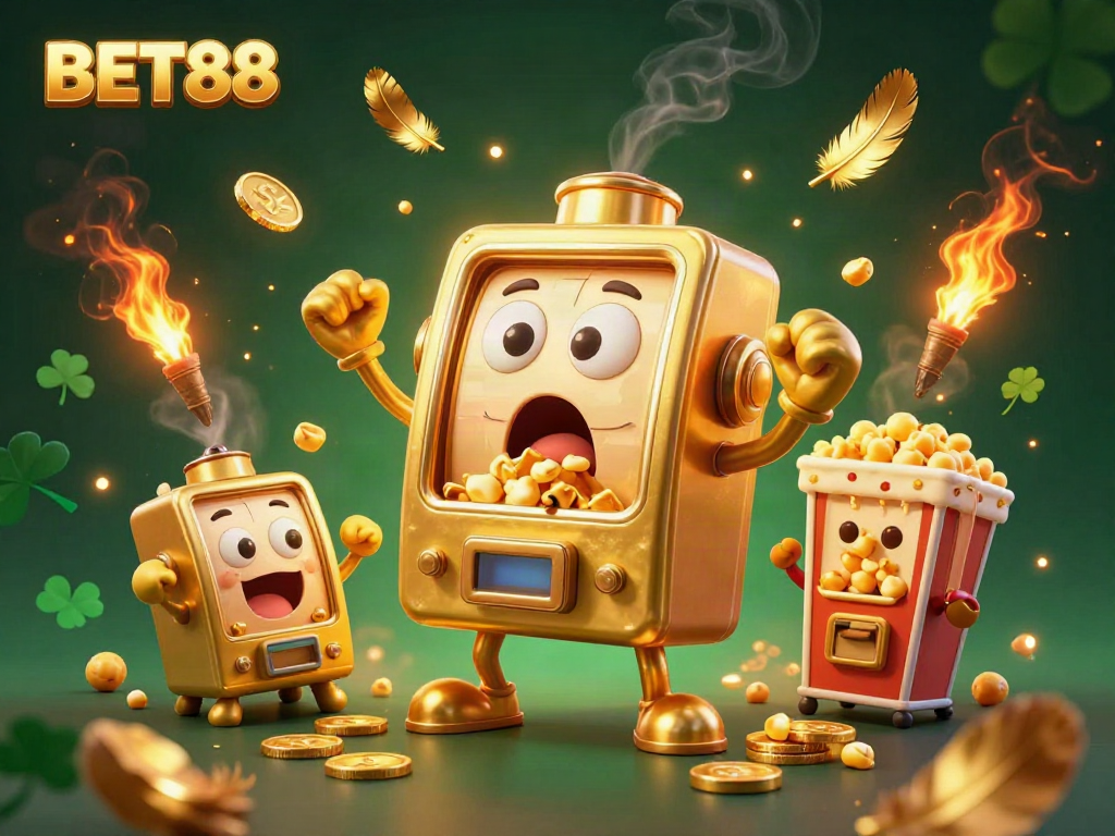 Celebrate winning spins at BET88 with vibrant golden slot machines and stunning jackpot visuals.
