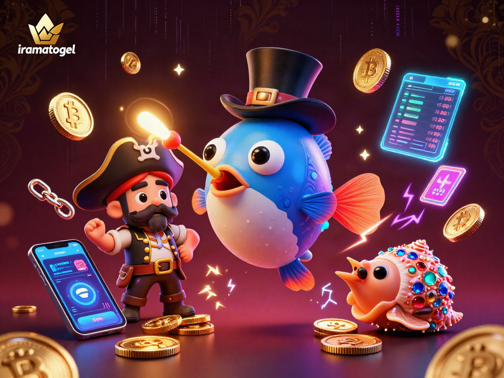 Mesin slot iramatogel penuh kilau dengan ikan pemancing bercelana tuxedo dan siput permata mendebarkan.