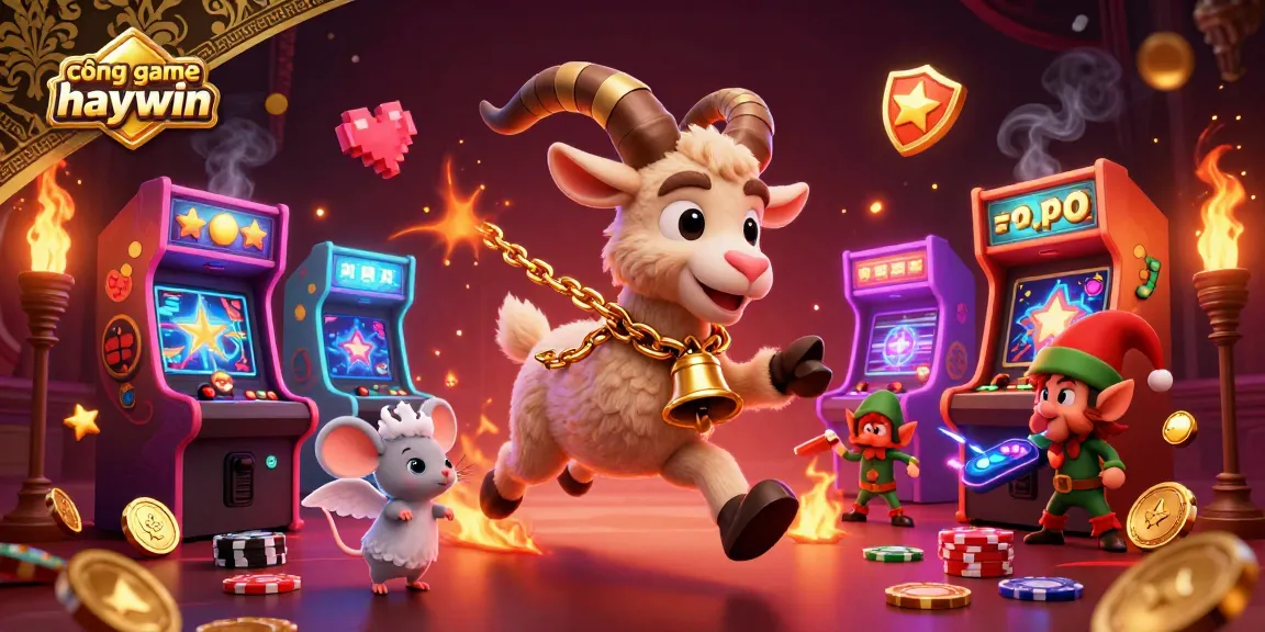 Experience the festive chaos at cổng game haywin with Krampus and mischievous gremlins in a vibrant casino scene.