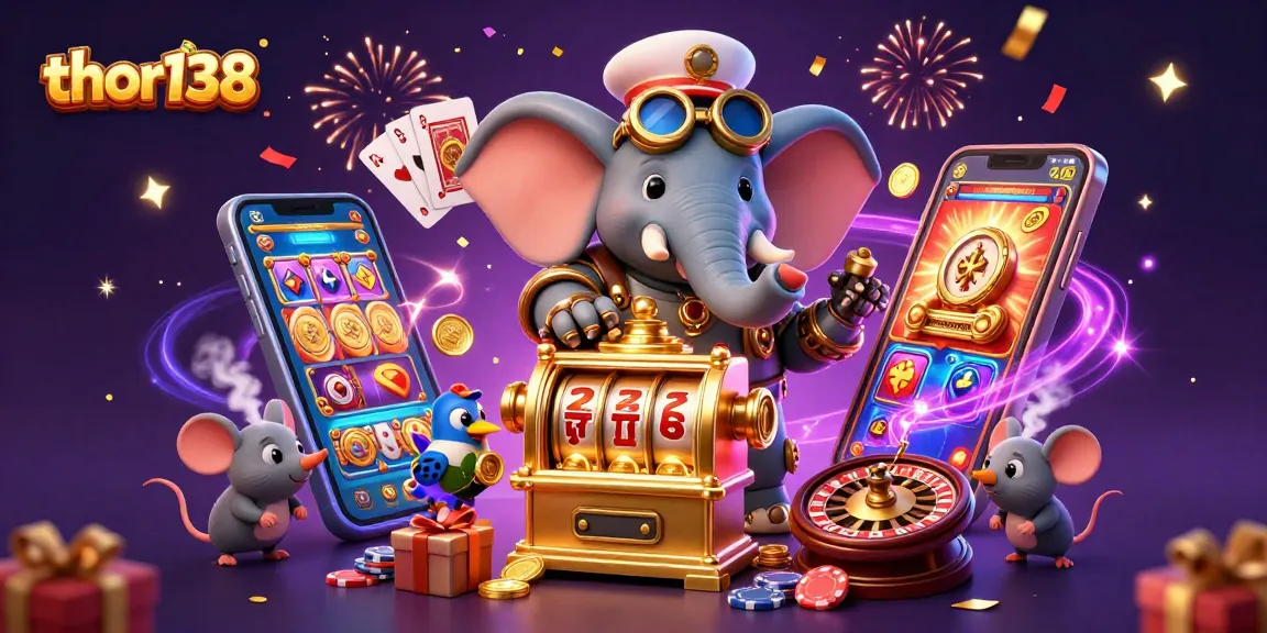 Mainkan game slot di thor138 dengan karakter unik dan elemen kasino menarik