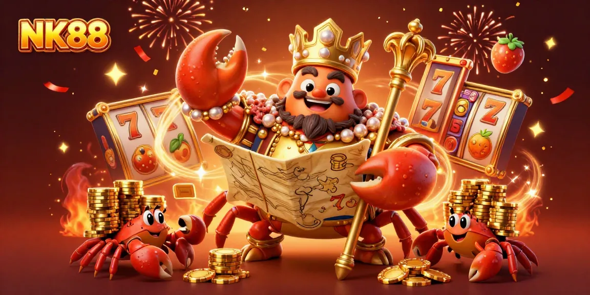 Experience thrilling slots with NK88 in this vibrant casino-themed 3D illustration.