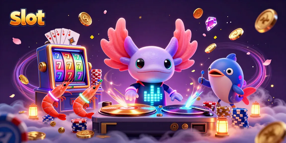 Engage in exciting slot gameplay with a vibrant 3D scene featuring lively characters and dynamic elements.
