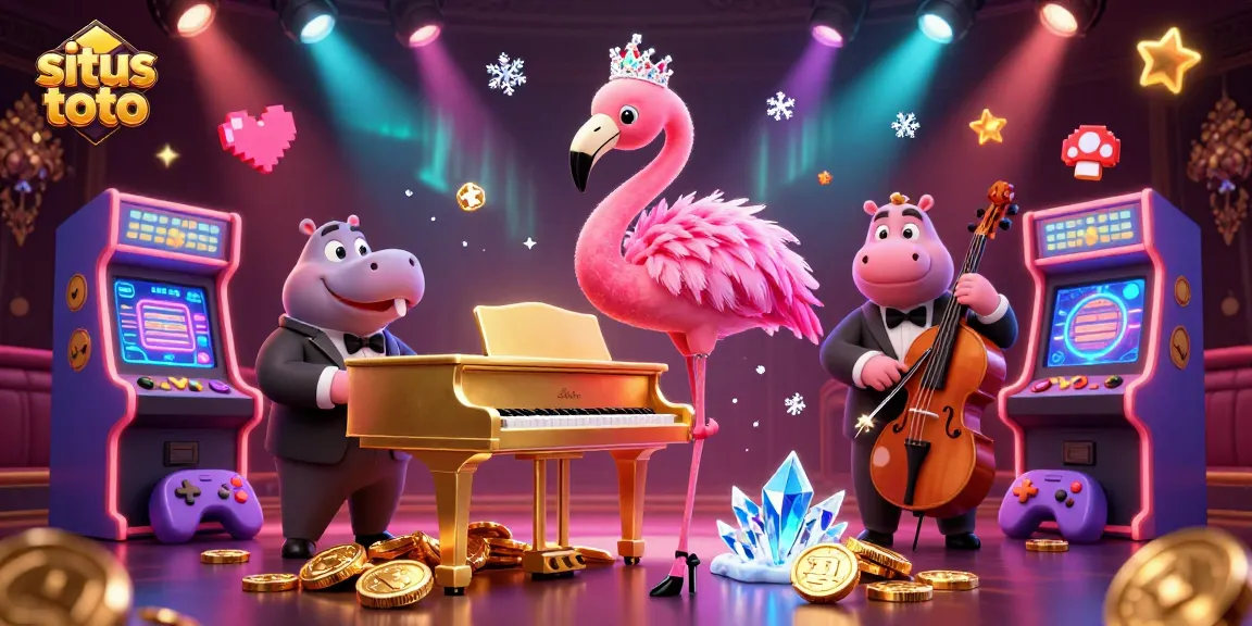 Menghadirkan situs toto dalam suasana kasino dengan penyanyi flamingo dan bassist hippo yang bersemangat.