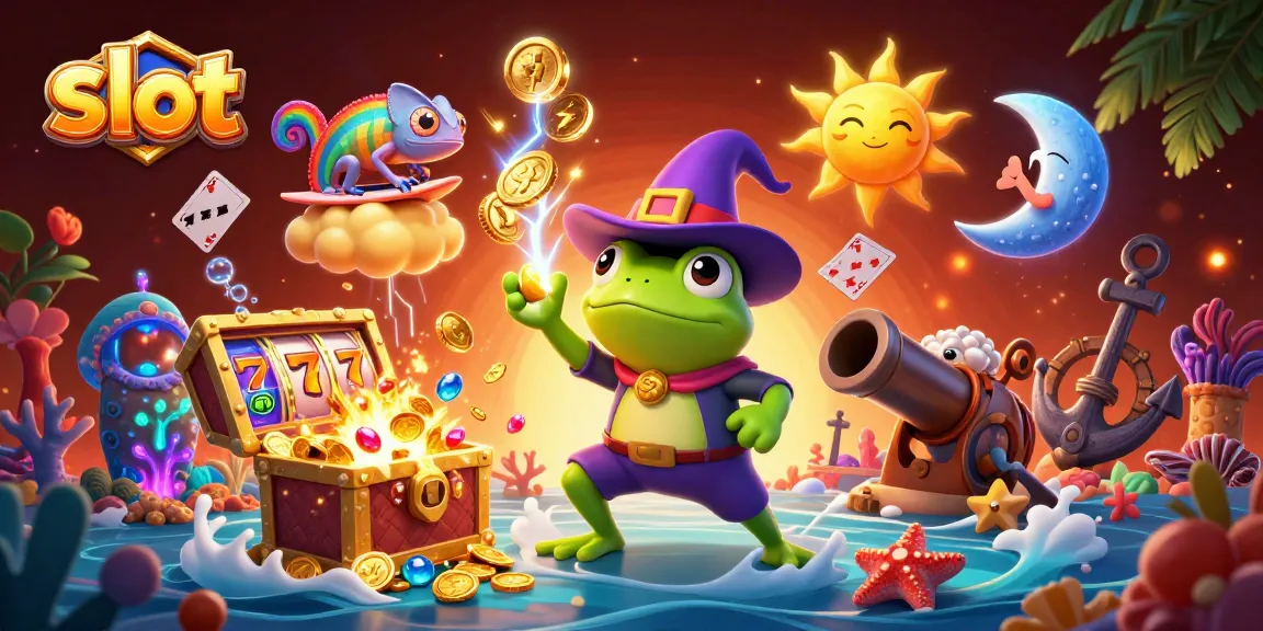 Spin exciting slot reels while golden coins rain down in this vibrant casino illustration.
