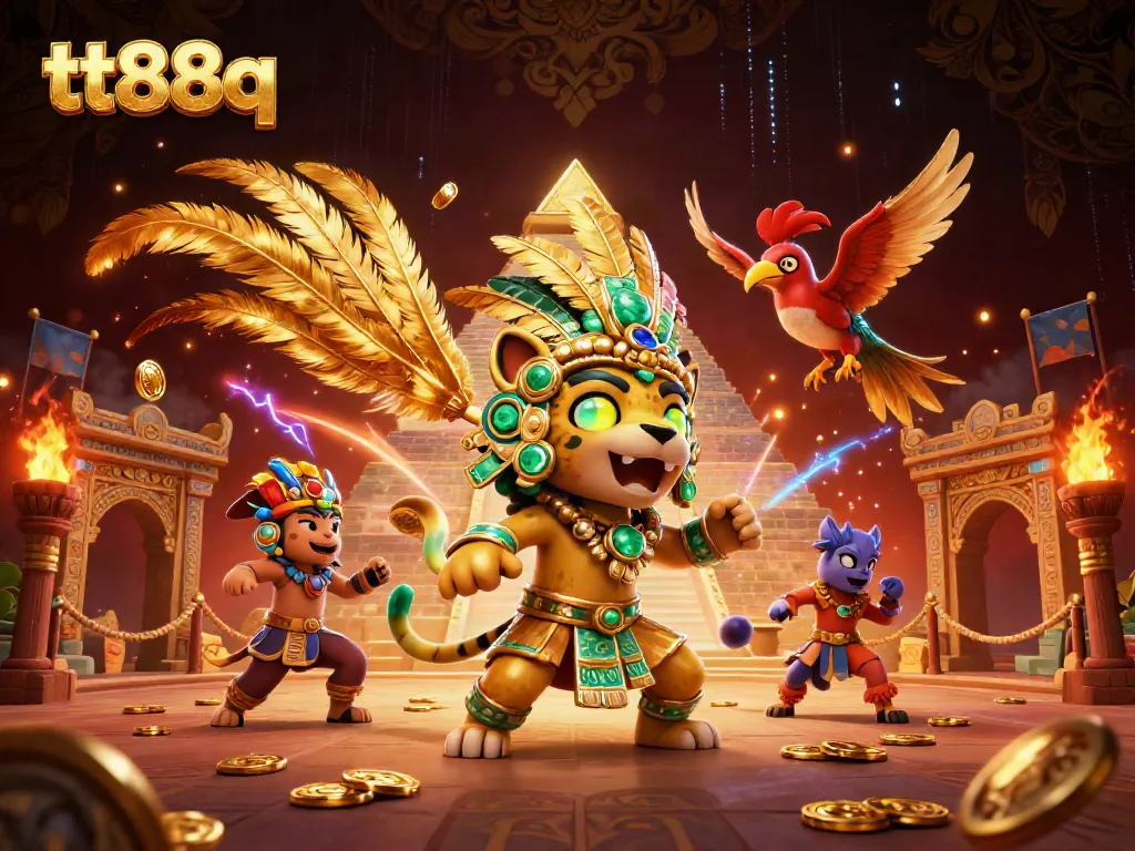 Experience thrilling gameplay at tt88q with a vibrant, detailed casino scene featuring Mayan and bird elements.