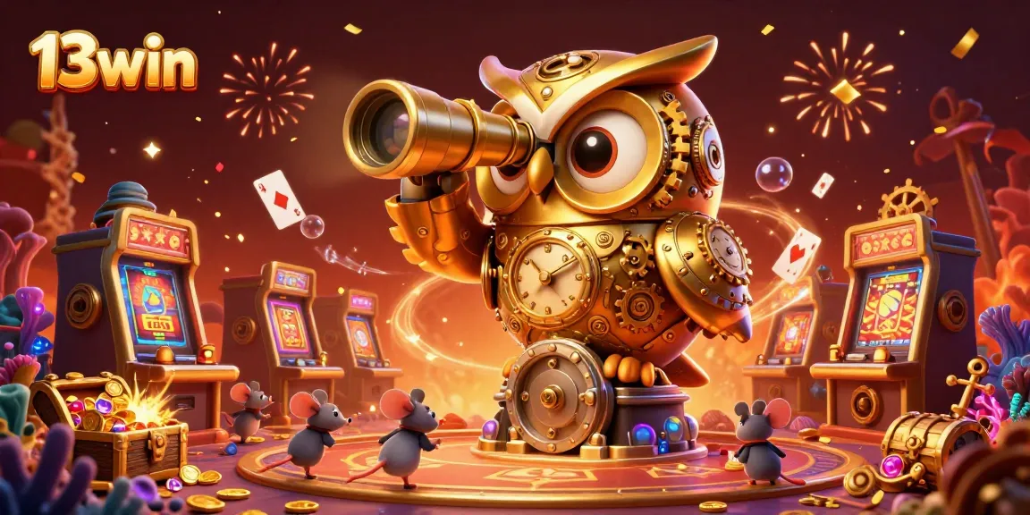 Experience the thrilling atmosphere of 13win with vibrant casino elements and dynamic characters.