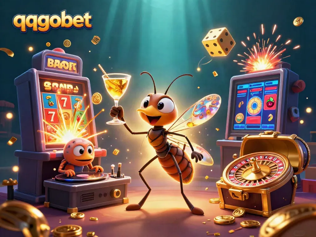Engage with the exciting world of qqgobet featuring a vibrant 3D casino scene of games and winnings.