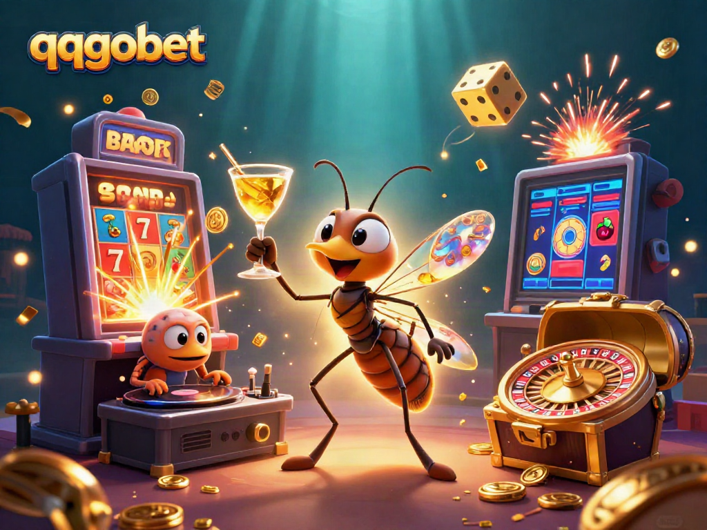 Engage with the exciting world of qqgobet featuring a vibrant 3D casino scene of games and winnings.