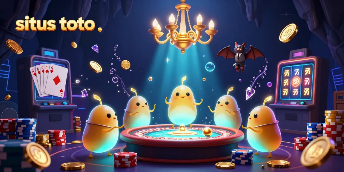 Experience the excitement of situs toto in a vibrant casino scene with glowworms illuminating games and treasures.