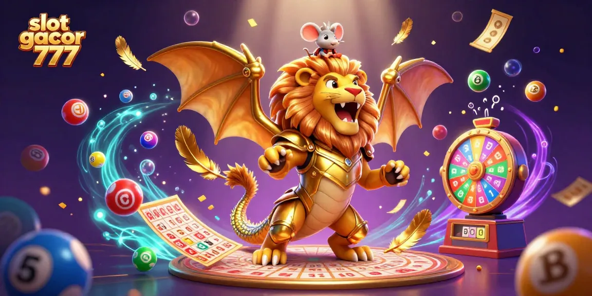 Slot gacor 777 merayakan kemenangan dengan ilustrasi 3D yang megah dan penuh warna.