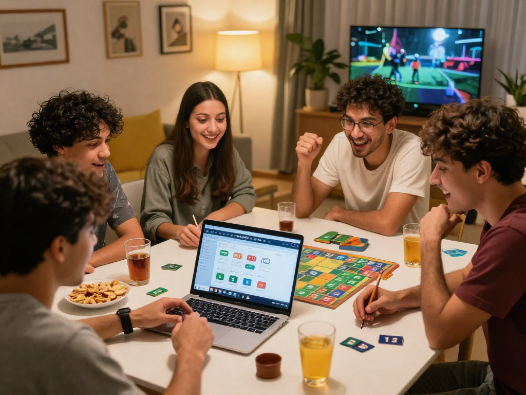 Aktivitas permainan togel dengan RAJATOGEL link di tengah kumpulan teman-teman yang bersenang-senang.
