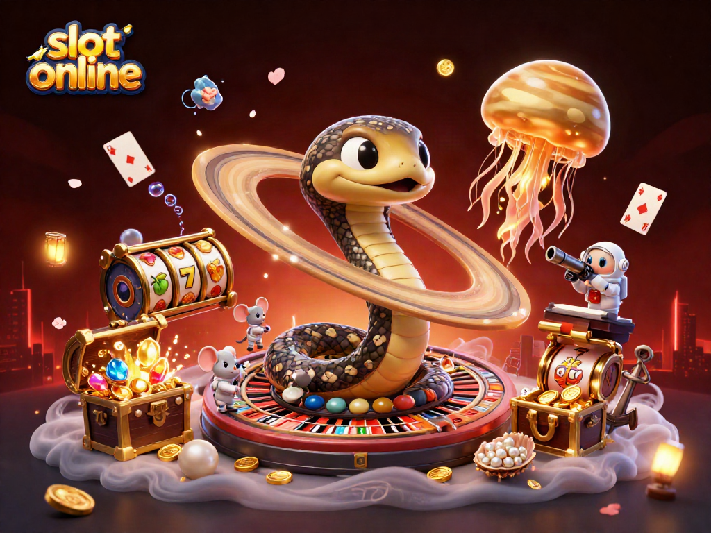 Menangkan permainan slot online dengan ilustrasi 3D halus yang menggambarkan kepiting angkasa dan karakter menarik lainnya.