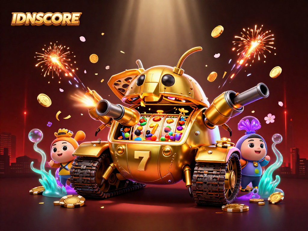 Experience the excitement of IDNSCORE with a golden beetle tank theme featuring dynamic casino elements.