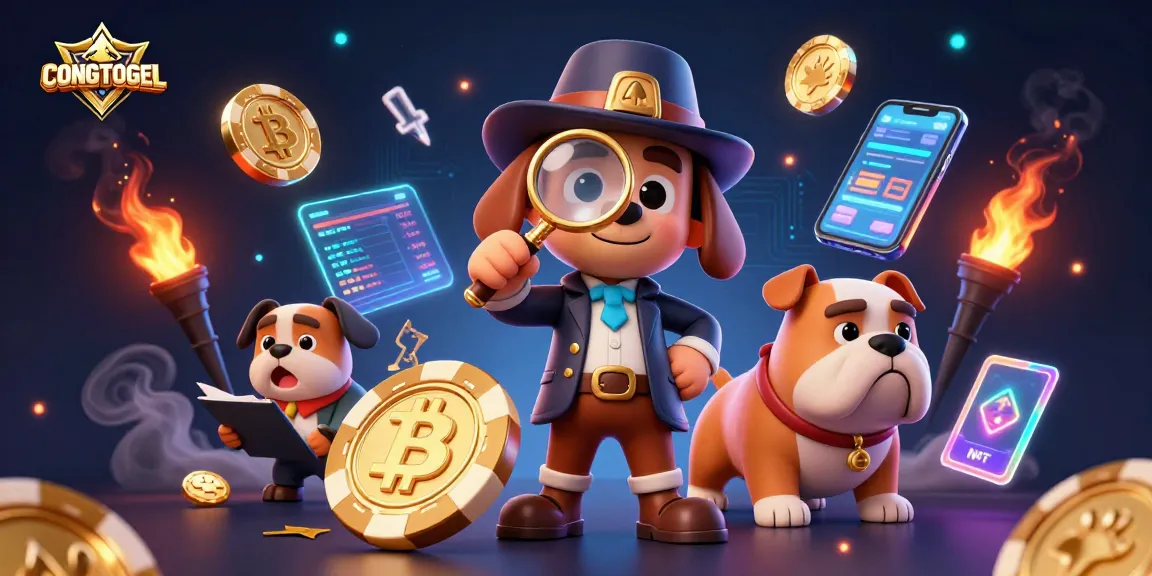 Engage with CONGTOGEL as the detective investigates a golden poker chip clue in a vibrant casino scene.