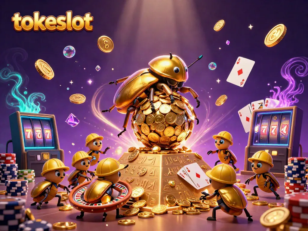 Experience exhilarating wins with Tokeslot, featuring golden coins and vibrant casino elements.