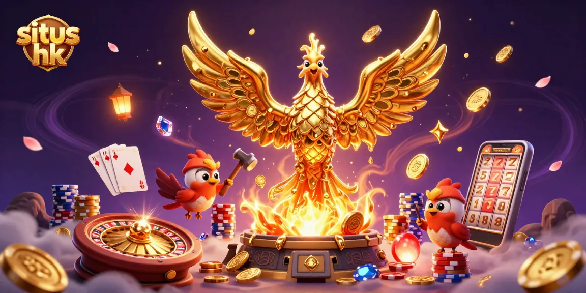 Menyajikan situs hk dengan phoenix emas dan koin, menginspirasi keberuntungan dalam permainan.