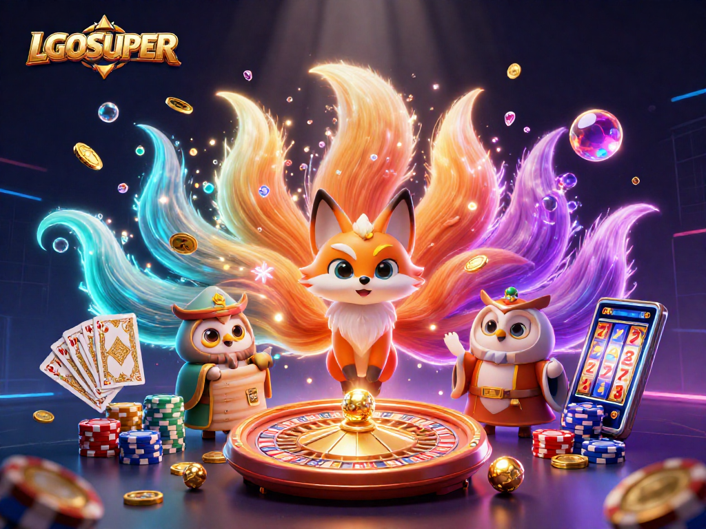 Engage in exciting gambling with LGOSUPER's vibrant casino atmosphere featuring magical characters.