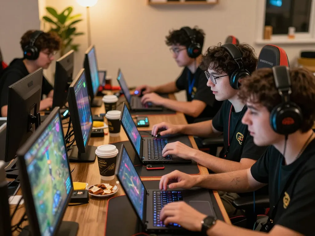 MPO08 players intensely strategizing during an exciting online gaming competition.