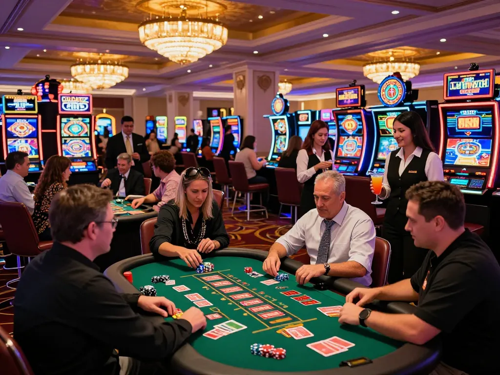 Nohu90 players enjoying vibrant casino atmosphere and exciting games at Las Vegas.