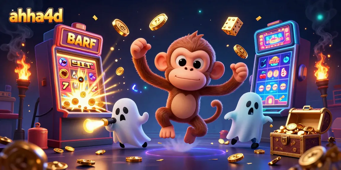 Menang dengan ahha4d saat memainkan mesin slot 3D yang meluap dengan koin dan simbol keberuntungan.