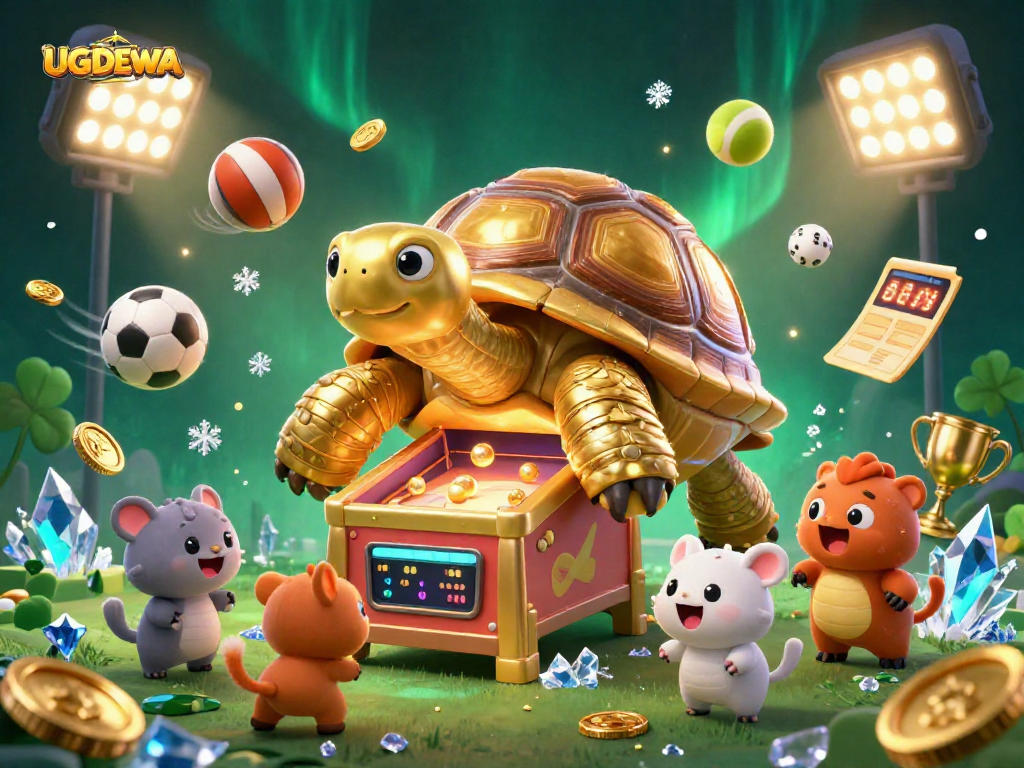 Experience thrilling gameplay with UGDEWA, featuring a vibrant 3D scene filled with sports excitement and animated characters.