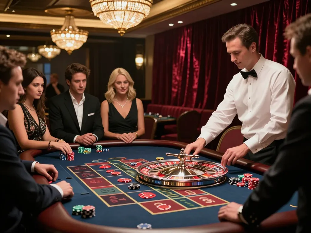Players engage in a thrilling game of roulette at kp88, with vibrant chips and dealers in action.