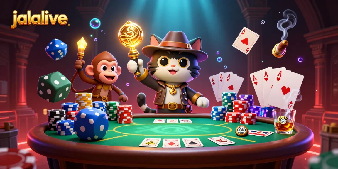 Experience jalalive's thrilling live sports betting atmosphere with a cartoon cat archaeologist and monkey.