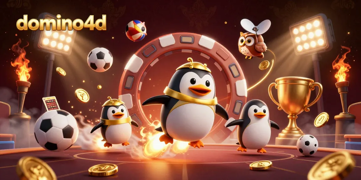 Peroleh kemenangan besar di domino4d dengan ilustrasi luar biasa tentang penguin emas dan ruang angkasa.