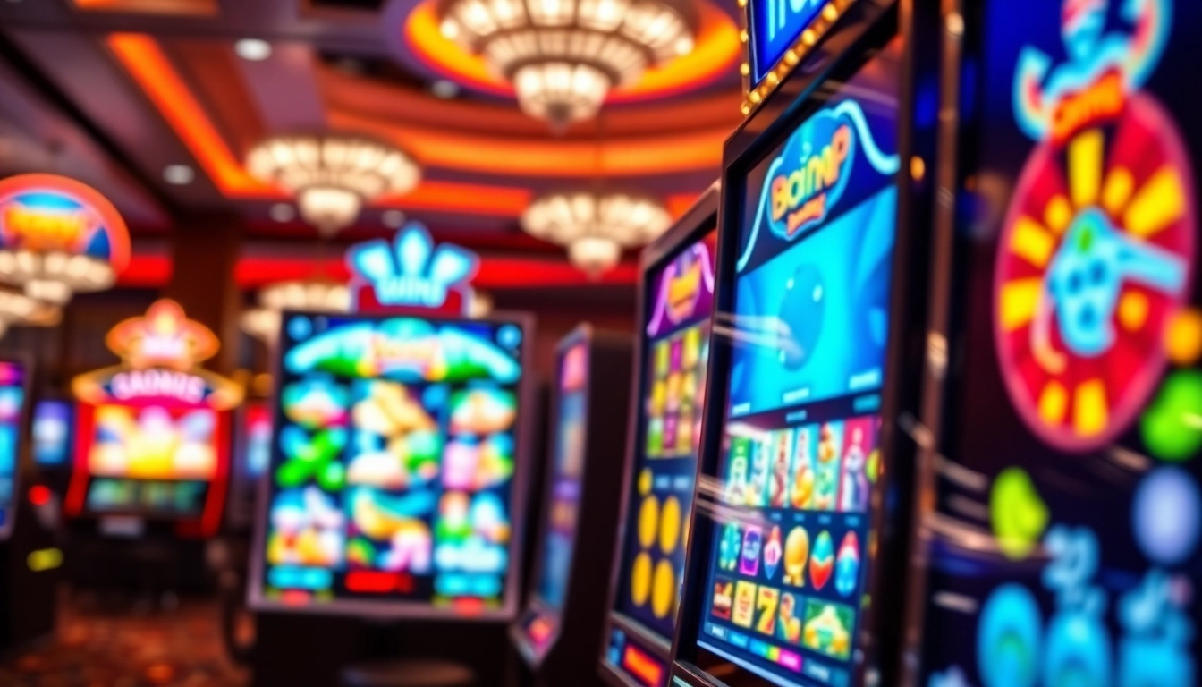 Permainan slot yang menarik penuh warna dengan simbol yang beragam dalam suasana kasino.