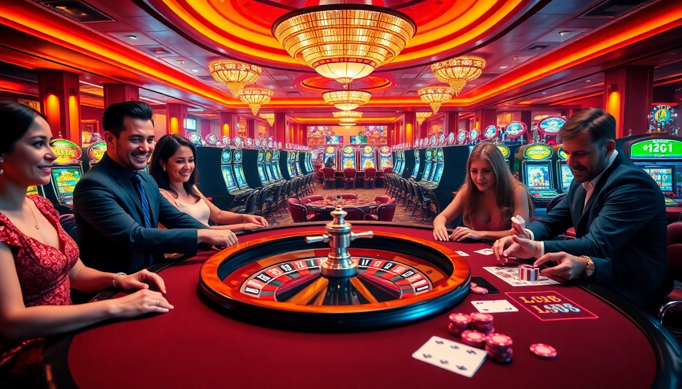Players engaging in high-stakes gambling and strategy at a luxurious casino, inspired by https://tg88.sale/.