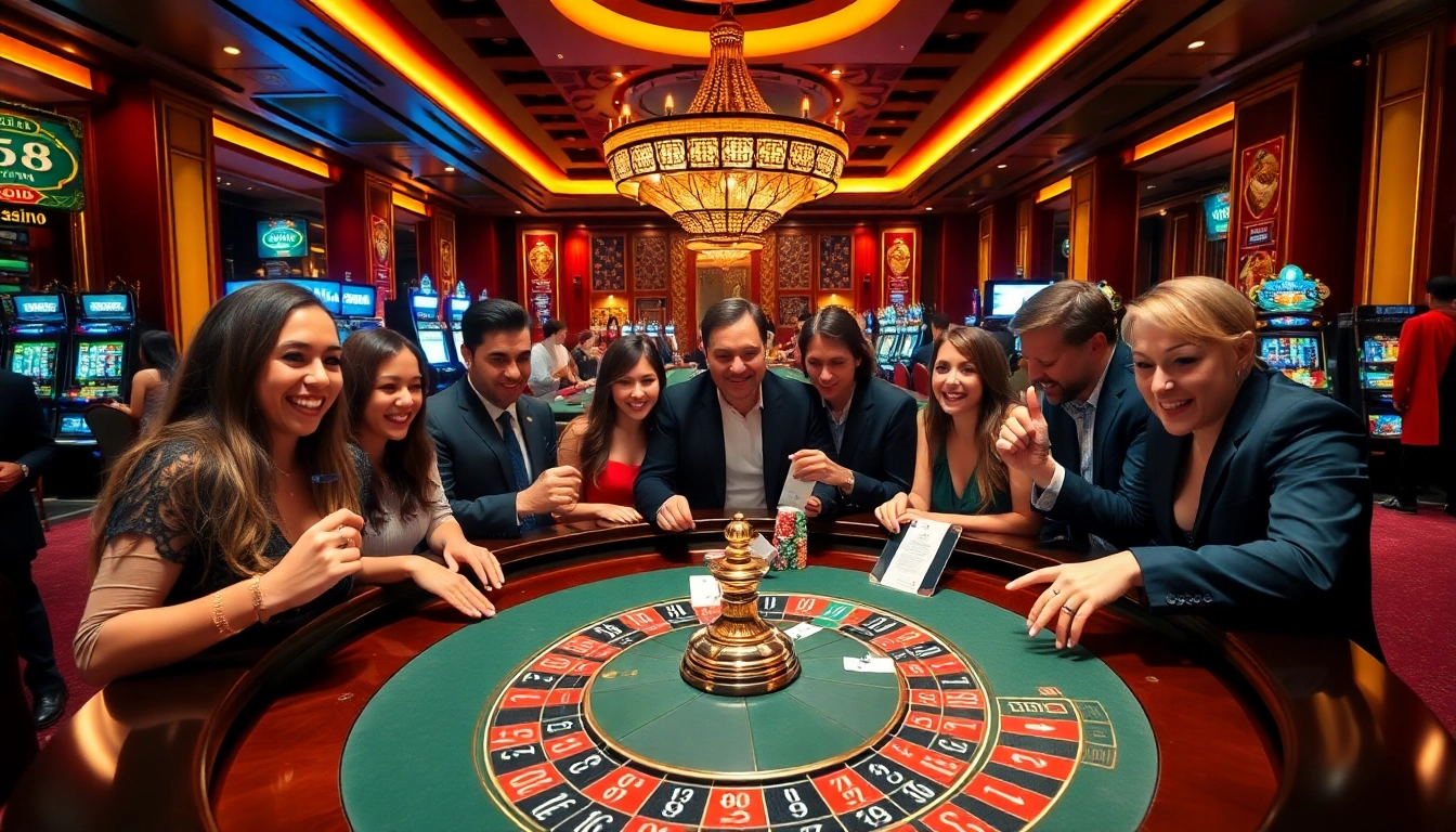 Players engaging in sports betting excitement at da88.london with vibrant casino elements