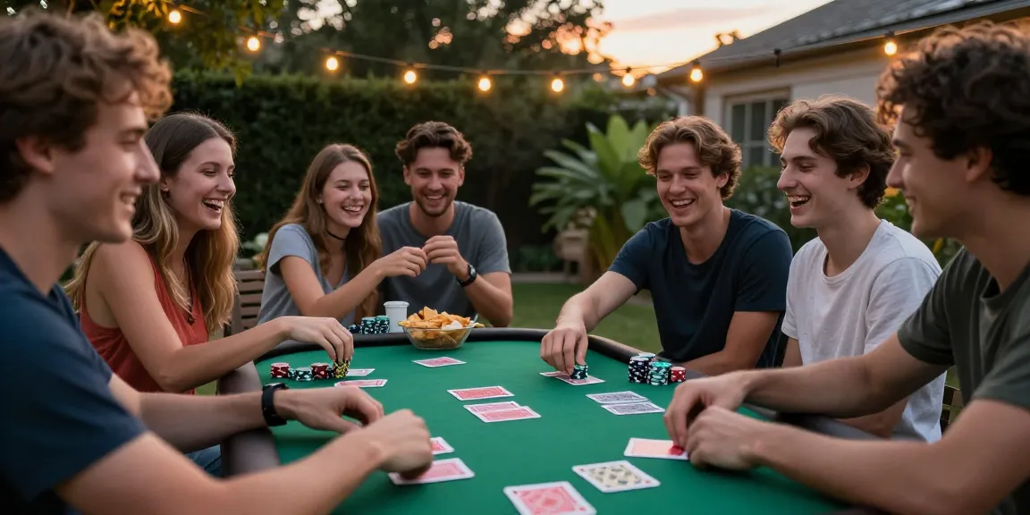 Kediritoto - Momen permainan poker di luar ruangan bersama teman-teman, suasana ceria dan santai.
