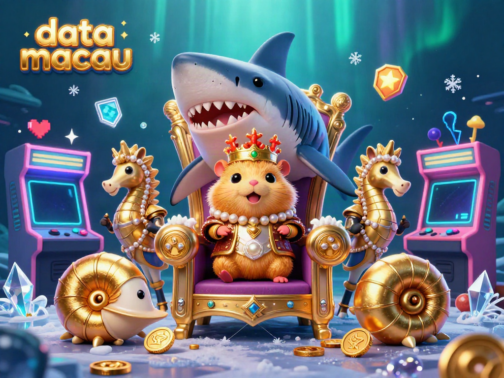 Menyajikan data macau dalam ilustrasi kartun 3D raja hamster emas sebagai pusat perhatian.