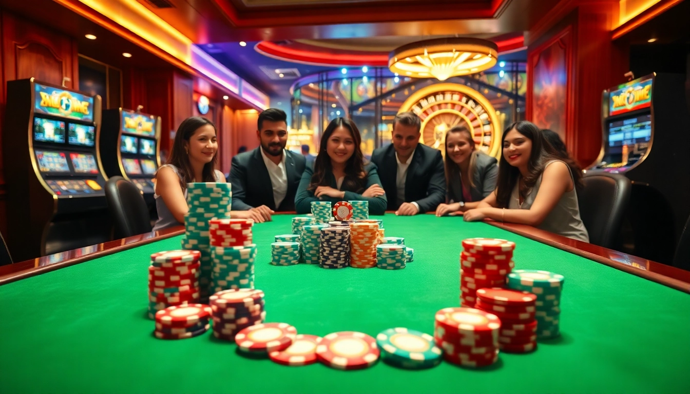 Experience the excitement of the XX88 Game at a luxurious casino filled with vibrant gaming tables.