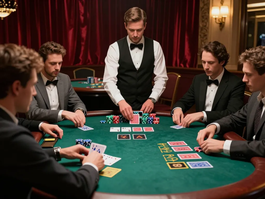 Players engaging in blackjack at LV88 casino, showcasing strategic gameplay and dealer interaction.